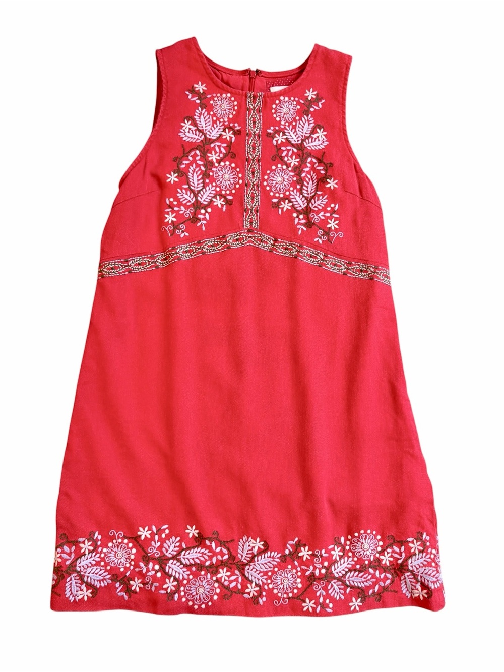 Anthropologie Aiko Red Embroidered Sleeveless Shift Dress